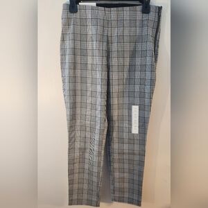 Gray Plaid Business Casual Pants With Elastic Wasitband - Size 6